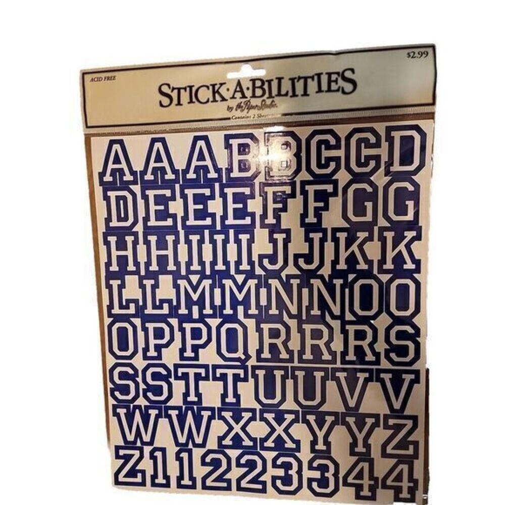 Stickabilities - Alphabet Stickers -  Blue/white 1 1/4"   - New -‎ Older Stock